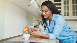Woman on the phone for telehealth